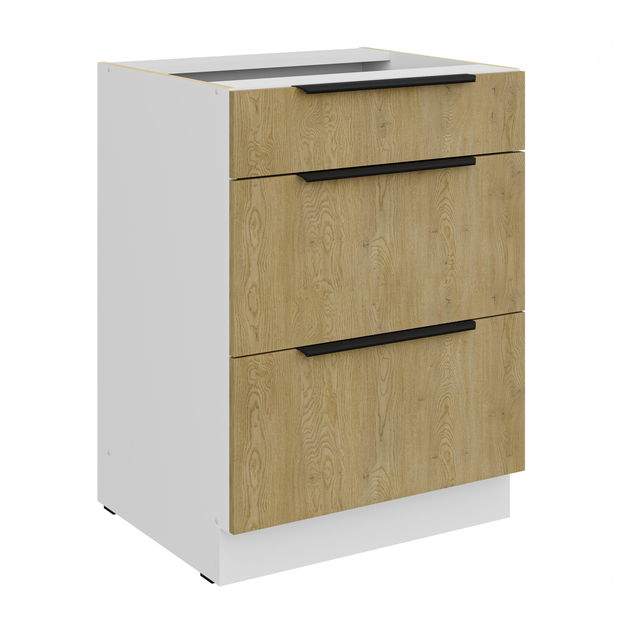 Dolní kuchyňská skříňka Carminia 60 D 3S BB PREMIUM BOX (dub cremona + bílá)