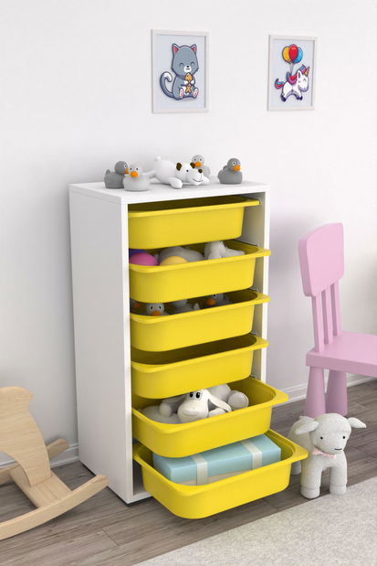 Organizér na hračky Dremonka 3 (bílá + žlutá)