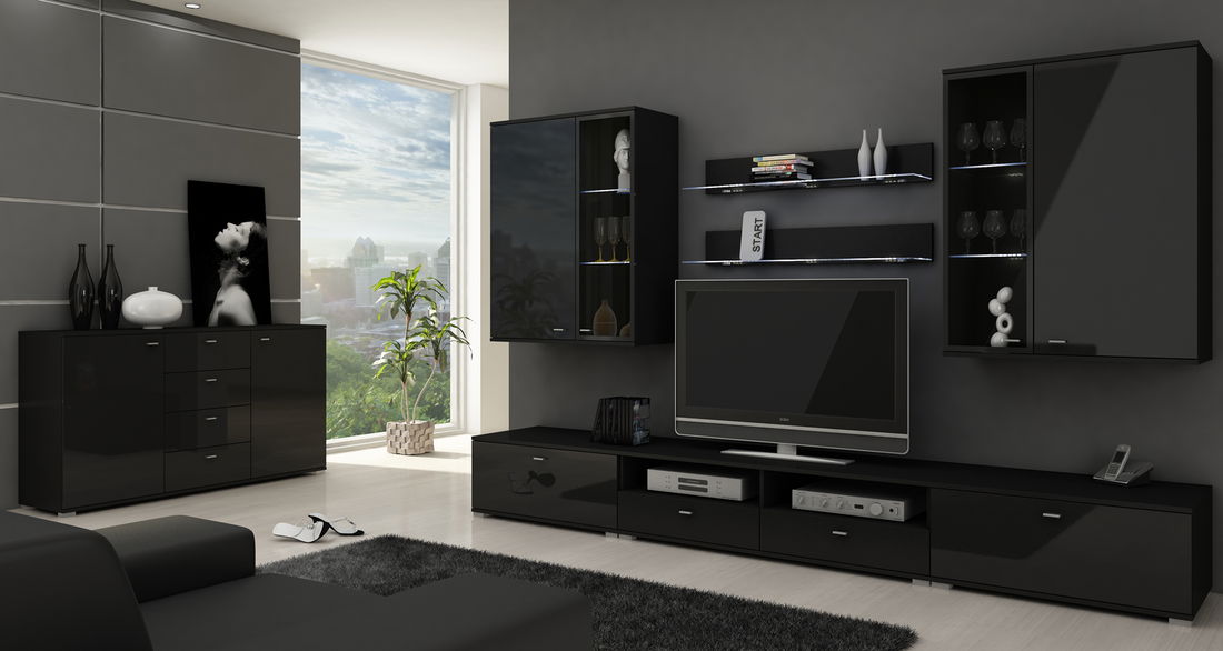 Obývací stěna Erfurt černá