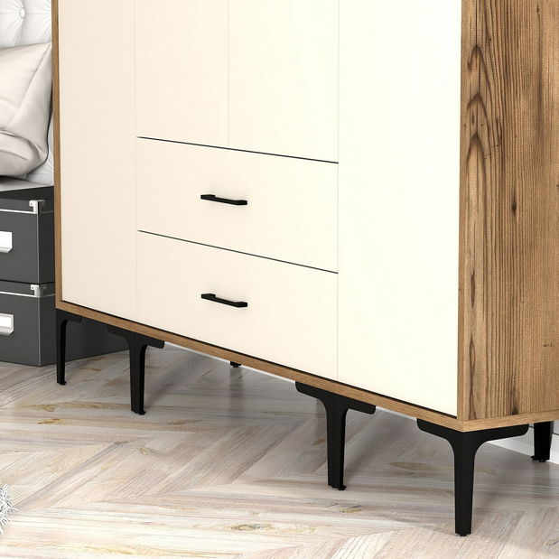 Šatní skříň Kiara STS (ořech + krémová)