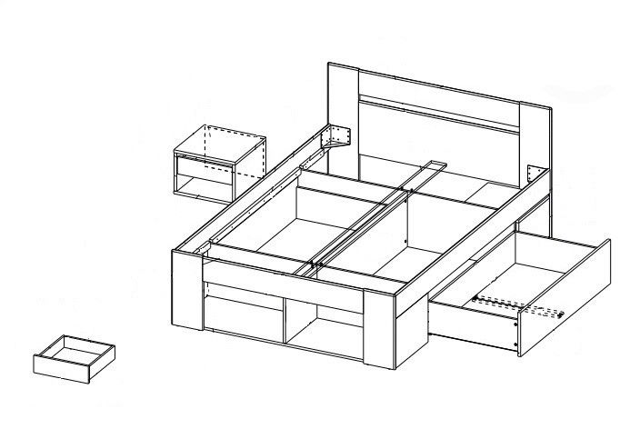 Manželská postel 160 cm Milo (se zásuvkami a noč. stolky)
