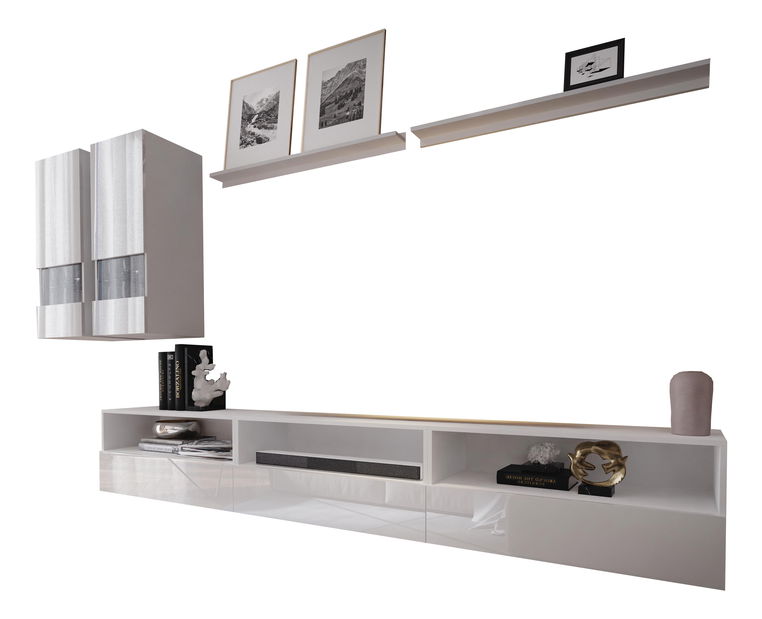 Obývací stěna Berny 24 (bílá + bílý lesk)