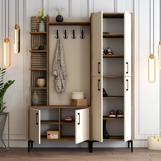 Předsíňová stěna Valery 5 (Ořech + Krémová)