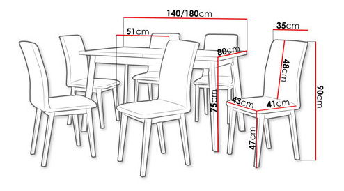 Jídelní set (pro 6 osob) Axiomatica AL23 (dub grandson + černá + šedá)