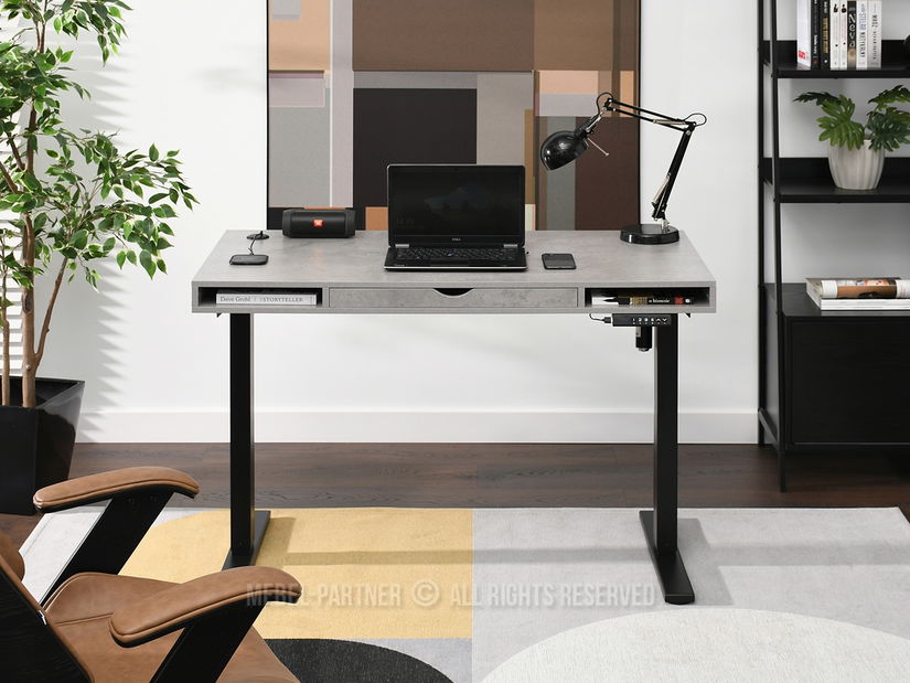 PC stolek Osto 120 (beton + bílá)