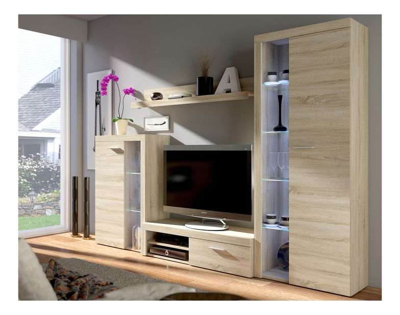 Obývací stěna Rudby (dub sonoma) (bez osvětlení)