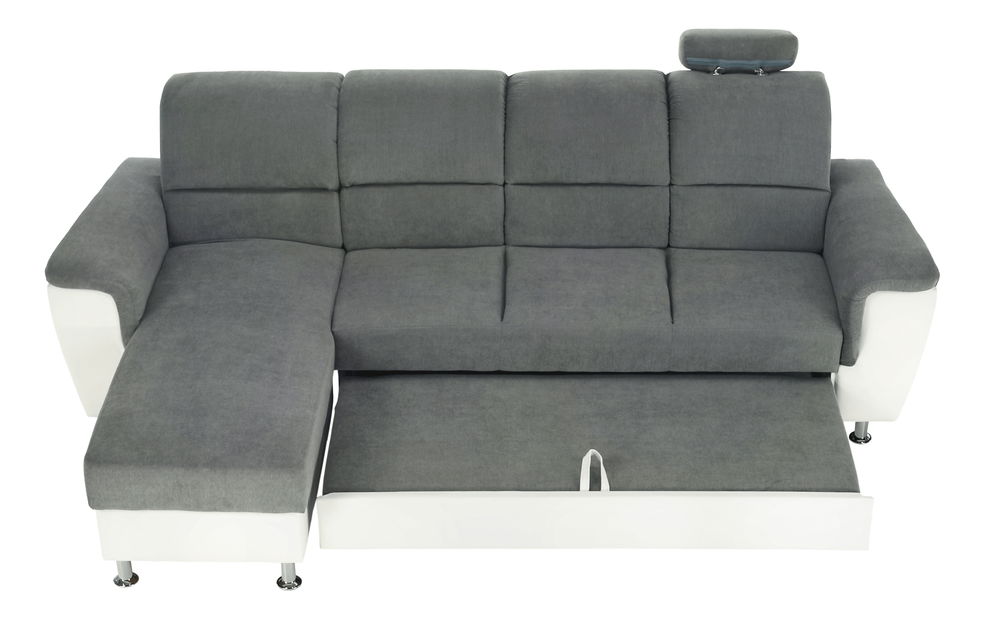 Rohová sedací souprava Stan malá (bílá + šedá) (L)