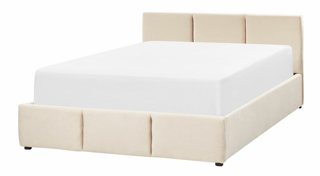 Manželská postel 140 cm Belize (béžová) (s roštem) (s úl. prostorem)