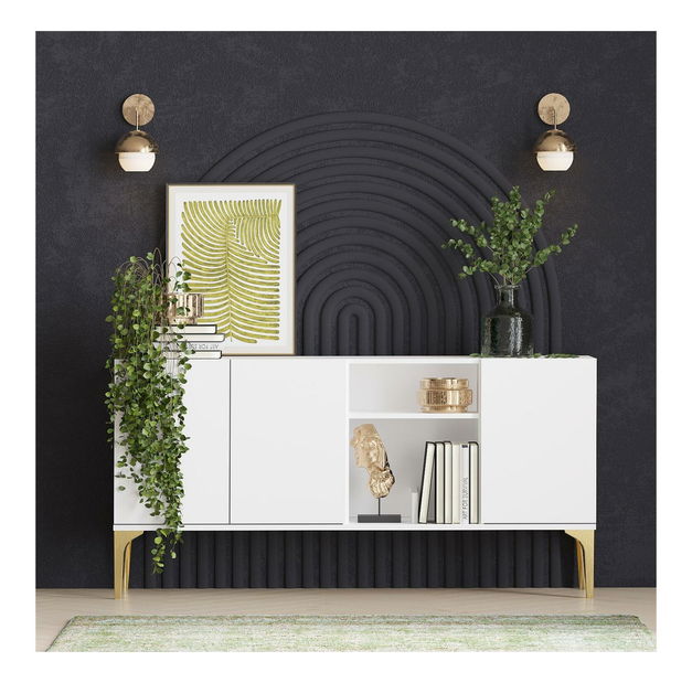 Skříňka Lipamo 5 (bílá + zlatá)