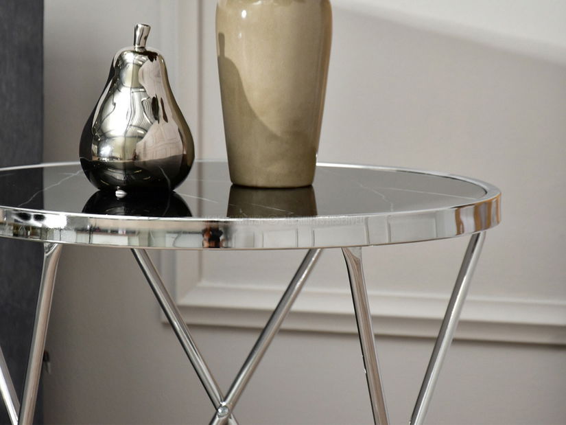 Konferenční stolek Armin S (černý mramor + chromová)