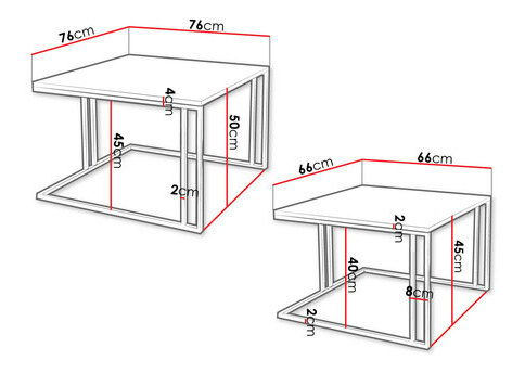 Set 2 konferenčních stolků Froyd (černá + mramor bílý)