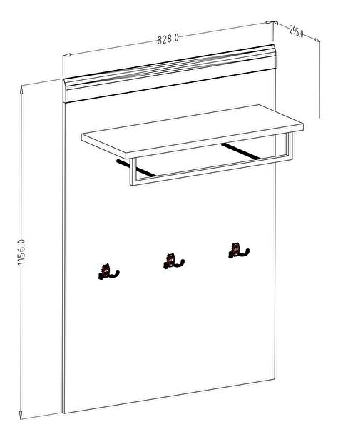 Věšákový panel Talvar (lesklá bílá + dub sanremo)