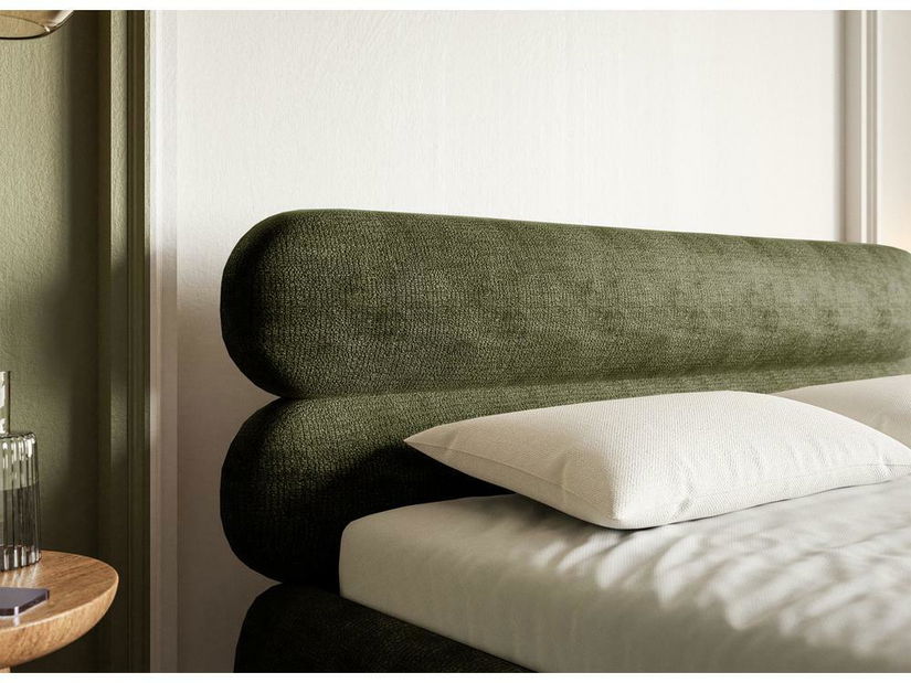 Manželská postel 160 cm Rirri 160B (s roštem) (olivová + zlatá)