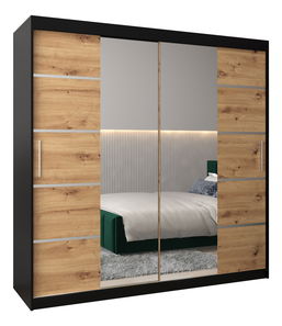 Šatní skříň 200 cm Verika 4 200 (černá + dub artisan)