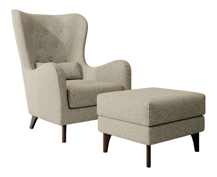 Křeslo s podnožkou Calimero II (béžová + wenge)