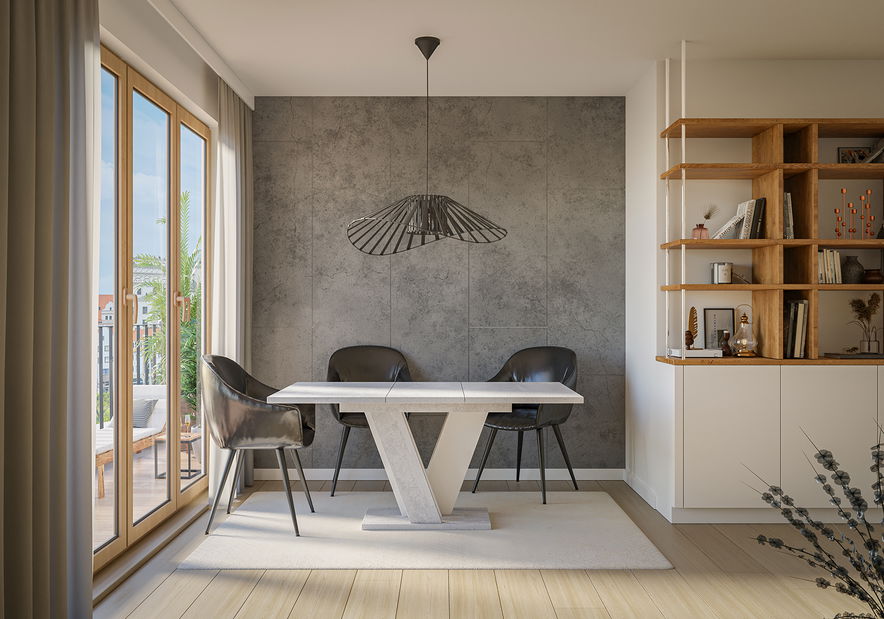 Jídelní stůl Venag (světle šedá + bílá) (pro 4 až 6 osob)