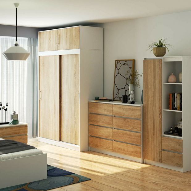 Nástavec skříně Descansados (bílá + dub sonoma)