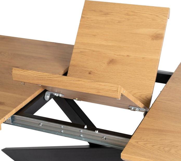 Rozkládací jídelní stůl Hinchandose (dub zlatý + černá) (pro 6-10 osob)