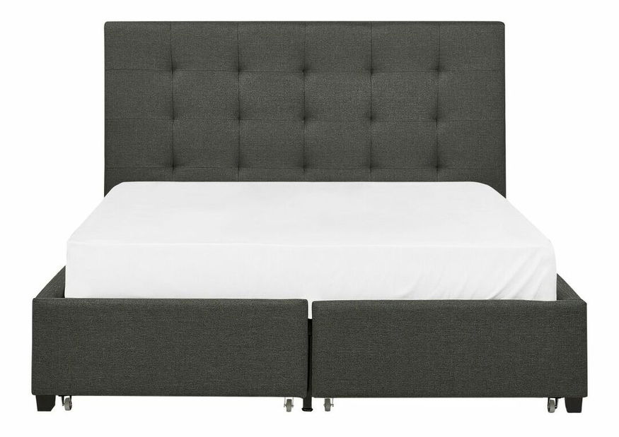 Manželská postel 140 cm ROLLA (s roštem a úl. prostorem) (tmavě šedá)