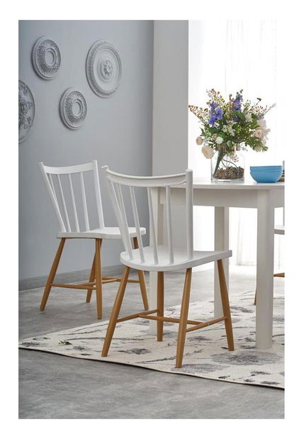 Rozkládací jídelní stůl 102-142 cm Ralllon (bílá) (pro 4 6 osob)