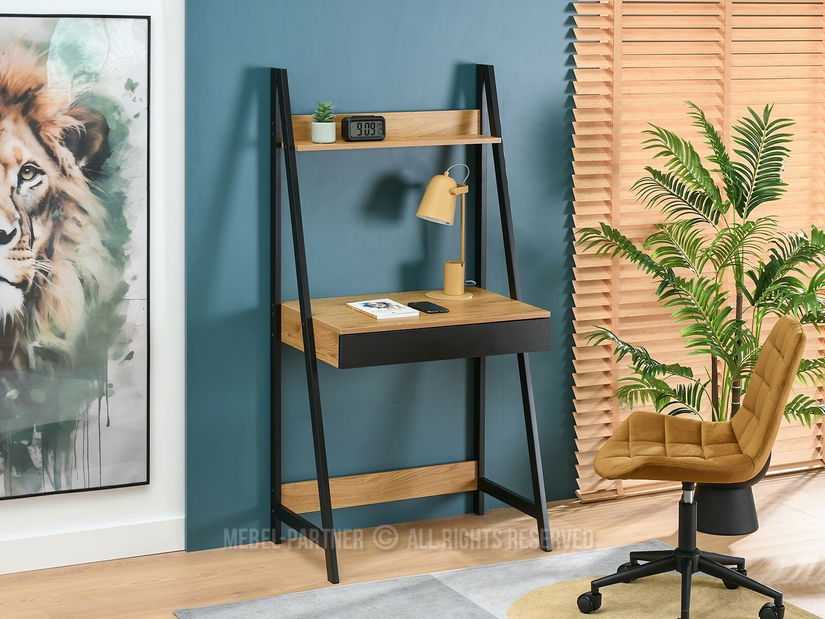 PC stolek Dylen (dub černý + černá)