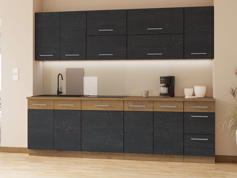 Dolní kuchyňská skříňka Virion 40 D 3S BB (dub lancelot + tmavé dřevo) *výprodej