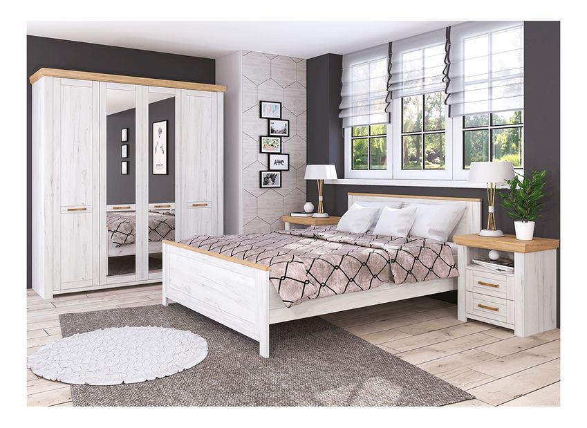 Manželská postel 160 cm Soleus Z2 (dub craft zlatý + dub craft bílý)