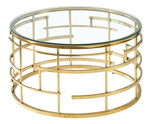 Konferenční stolek Lillian (sklo + zlatá)