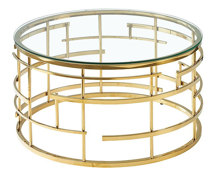 Konferenční stolek Lillian (sklo + zlatá)