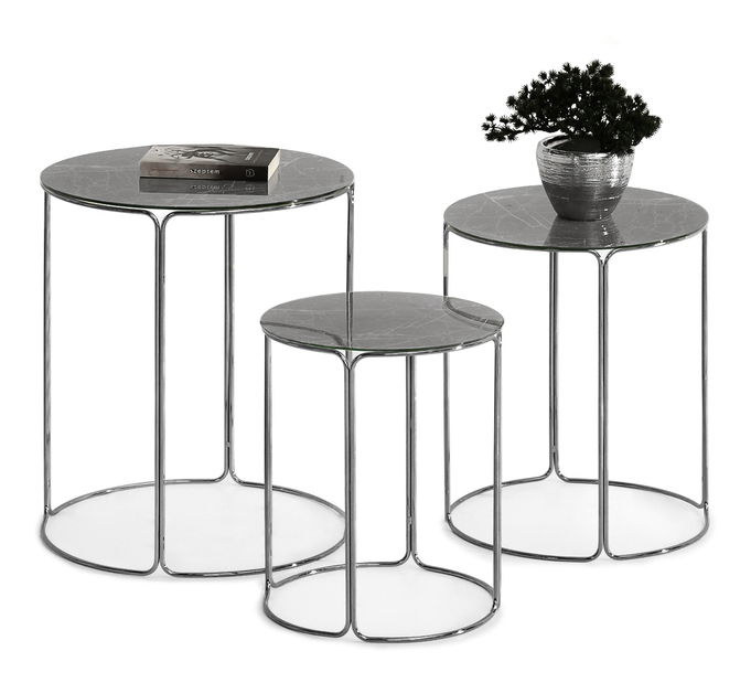 Konferenční stolek Belianni Zest (šedý mramor + nikl)