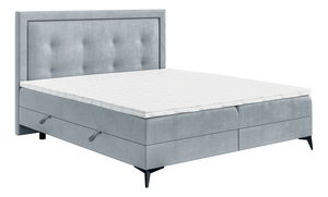 Jednolůžková postel Boxspring 120 cm Hygga (světlomodrá) (s matrací a úl. prostorem)