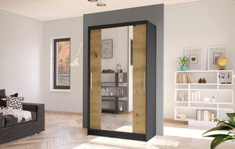 Šatní skříň Coletta II (černá + dub artisan)