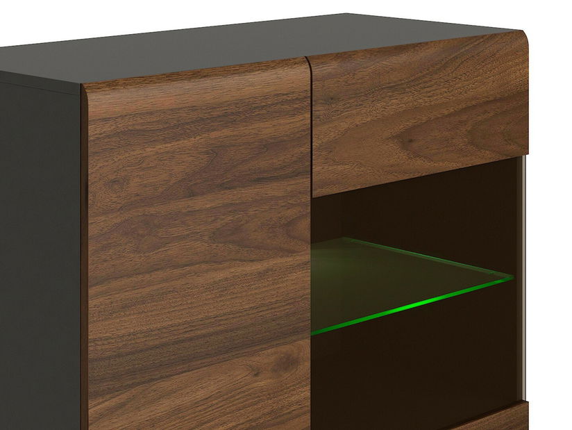 Vitrína BRW Elpasso REG1W3D/14/9 (Šedý wolfram + Ořech kolumbie)
