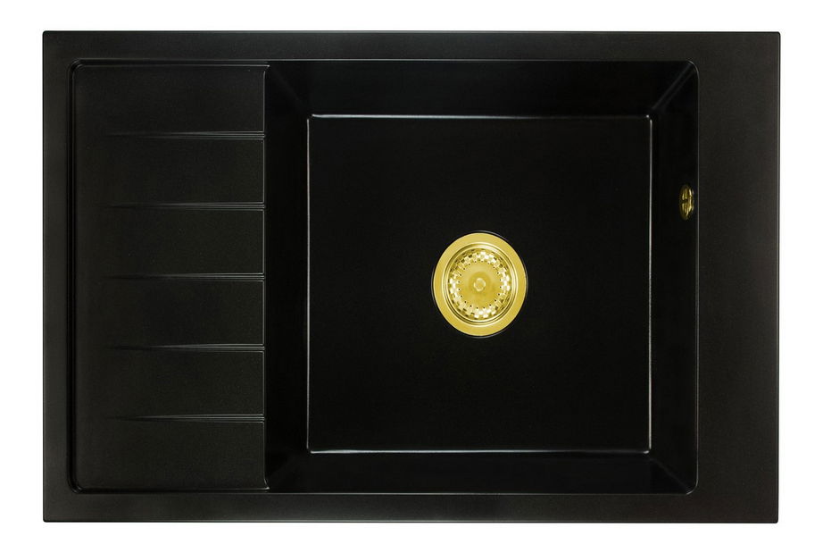 Kuchyňský dřez Lurano (černá) (s 1 otvorem pro baterii) (L)