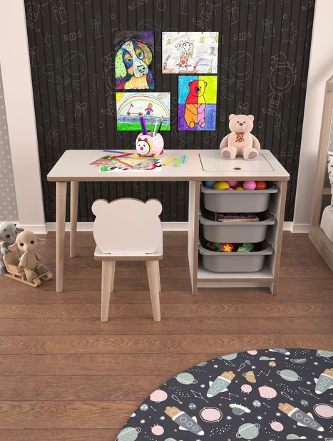 Dětský stolek se židlí Sonka 1 (bílá + šedá)