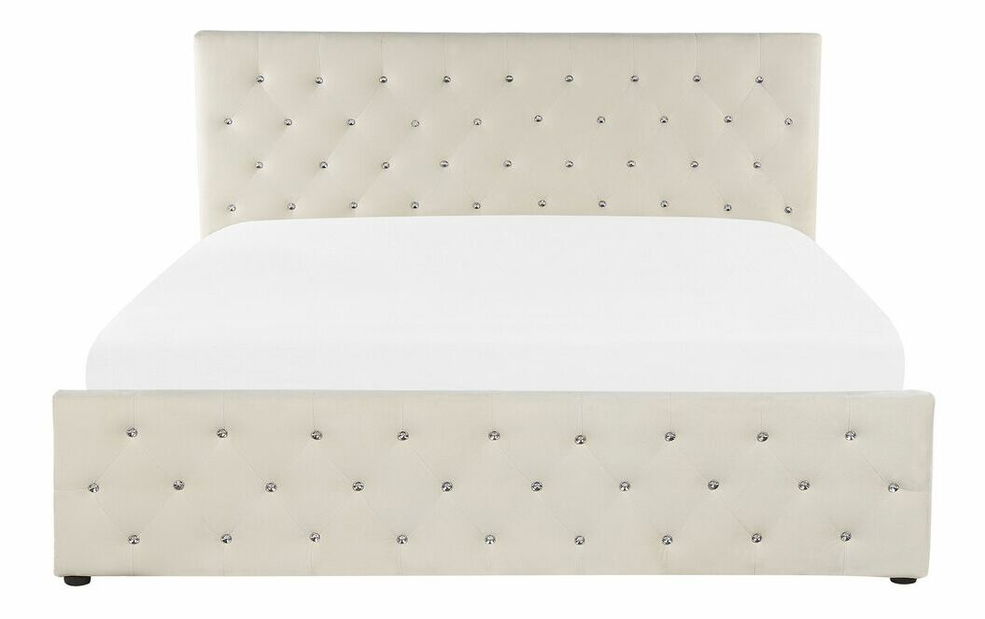 Manželská postel 160 cm AMESIA (béžová) (s roštem a úl. prostorem)