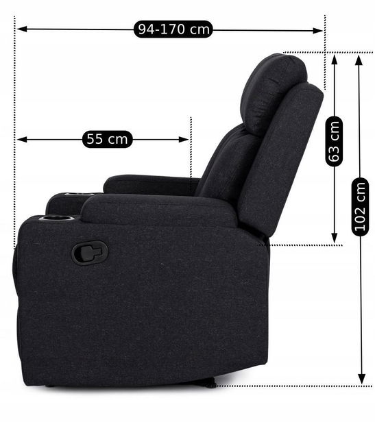 Polohovací křeslo Komeito 2 (černá)