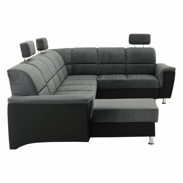 Rohová sedací souprava U Stan (černá + tmavě šedá) (P)