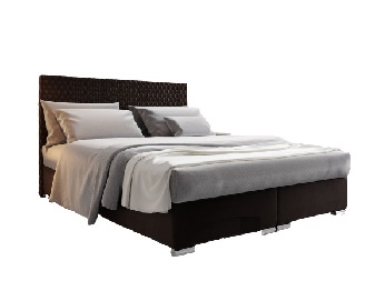 Boxspring postel 140 cm Harlan Comfort (tmavě hnědá) (s roštem, matrací a úl. prostorem)
