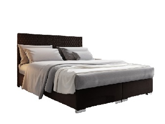 Boxspring postel 180 cm Harlan Comfort (tmavě hnědá) (s roštem, matrací a úl. prostorem)