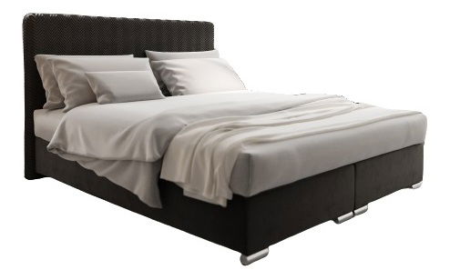 Manželská postel 180 cm Boxspring Penarth Comfort (černá) (s roštem, matrací a úl. prostorem)