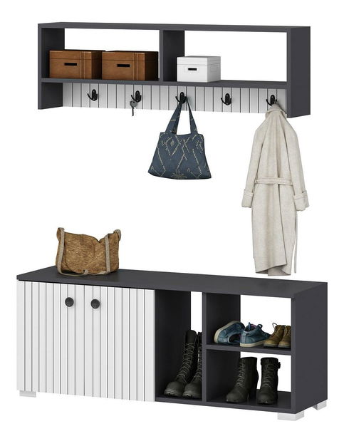 Předsíňová sestava Vabite 1 (antracit + bílá)
