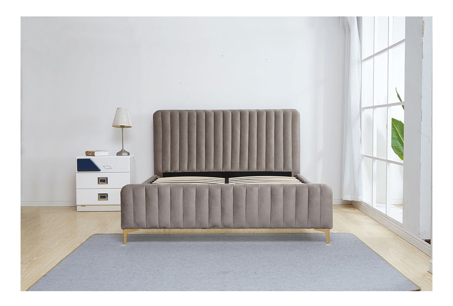 Manželská postel 140 cm Karilla (šedohnědá) (s roštem) *bazár