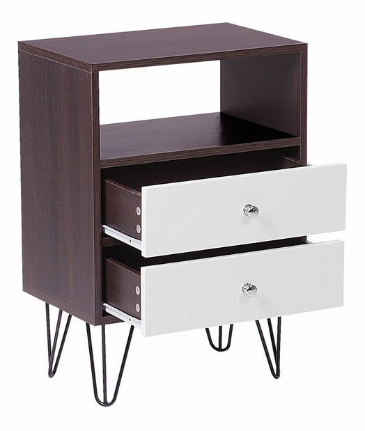 Noční stolek ARVIE (MDF) (tmavé dřevo) (2 zásuvky)