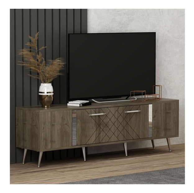 TV stolek/skříňka Tunini (ořech + stříbrná)