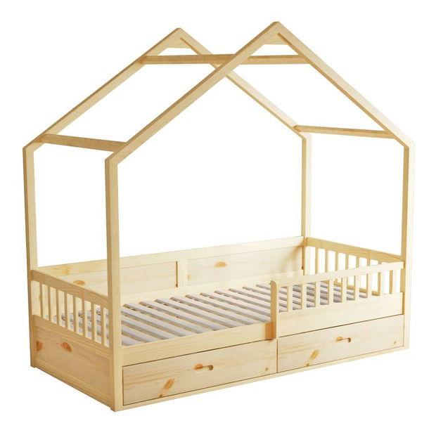 Dětská postel 90 cm Burgues (přírodní) (s roštem) (s úl. prostorem)