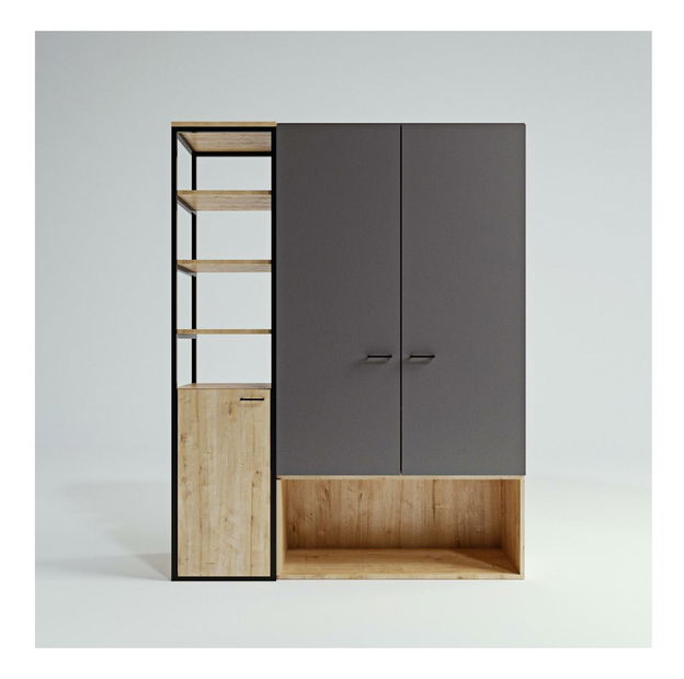 Šatní skříň Otis (antracit + dub)