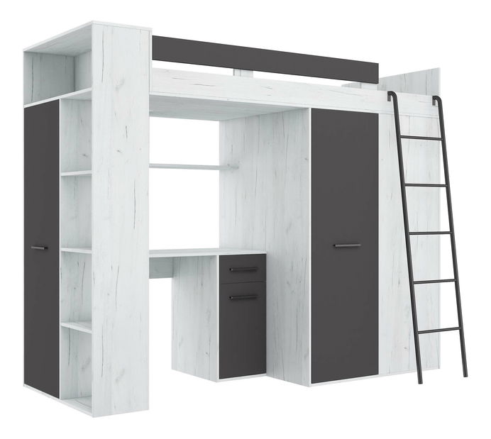 Patrová postel 90 cm Vivian (P) (s roštem) (dub craft + grafit)