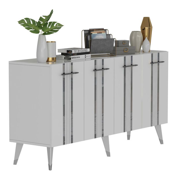 Skříňka Pebine 1 (bílá + stříbrná)