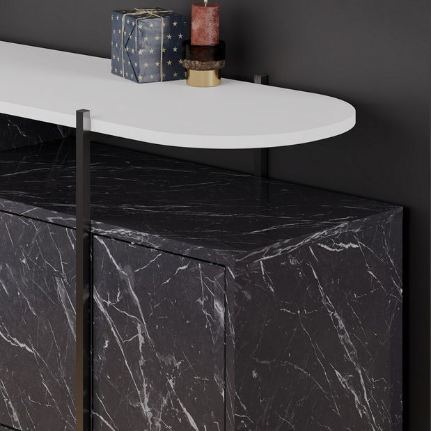 Konzolový stolek Hansa (Bílá + Mramor)